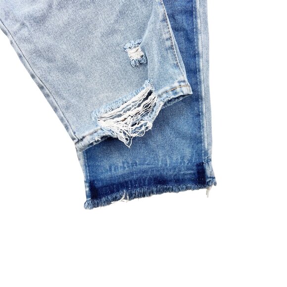 Frayed High Rise Ankle Straight Jeans Patchwork Size 31 - Picture 4 of 9